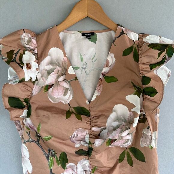 5 for $45 Express Floral Top Blouse Shirt Size S - Picture 3 of 9